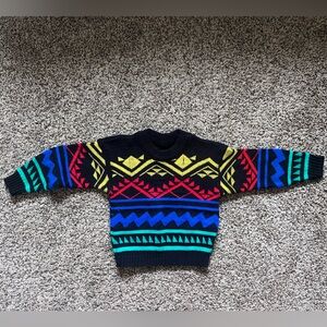 Vintage 90s Colorful Geometric Pattern 3T Sweater